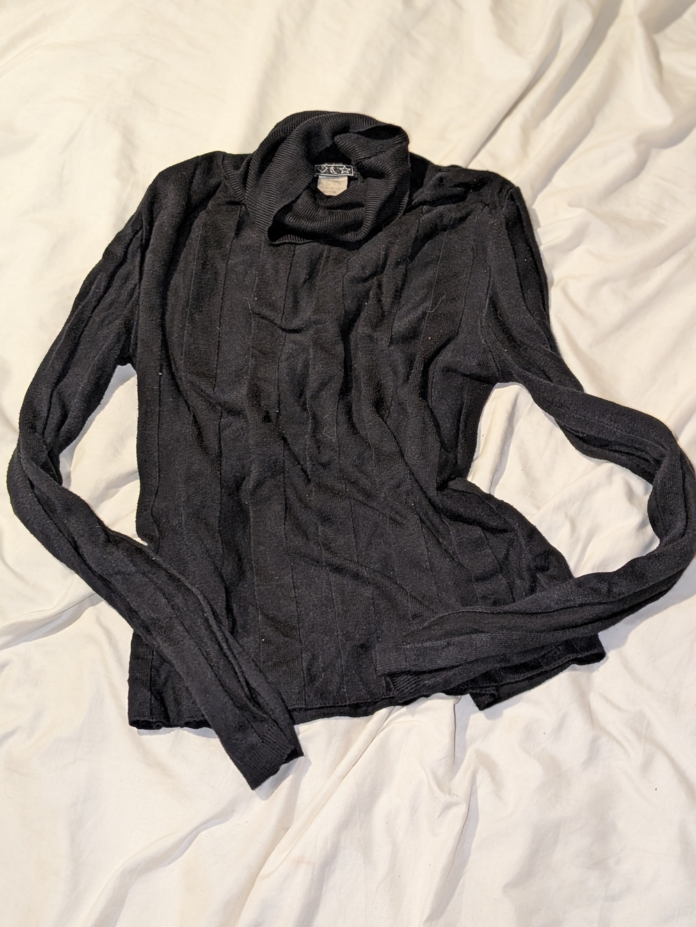 Heart Moon Star Black Ribbed Mock Neck Sweater